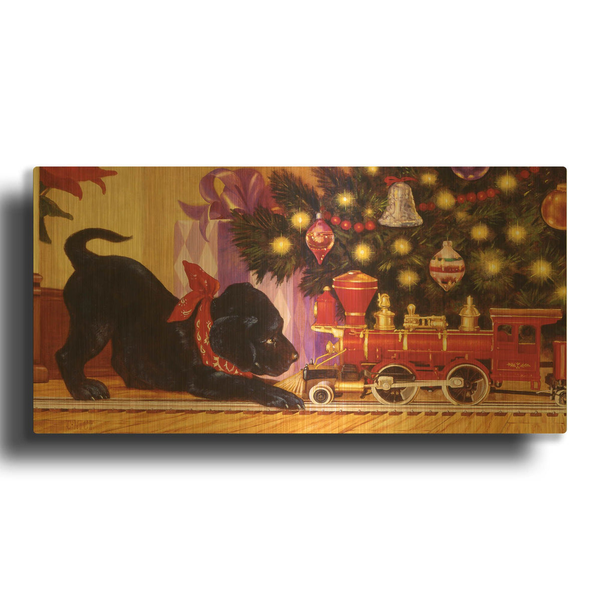 'Lab XMAS' By Christopher Nick Gold Metal Wall Art