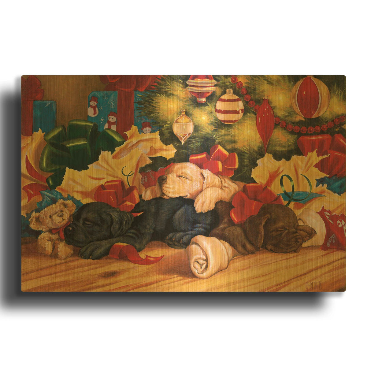 'Labs Sleep' By Christopher Nick Gold Metal Wall Art