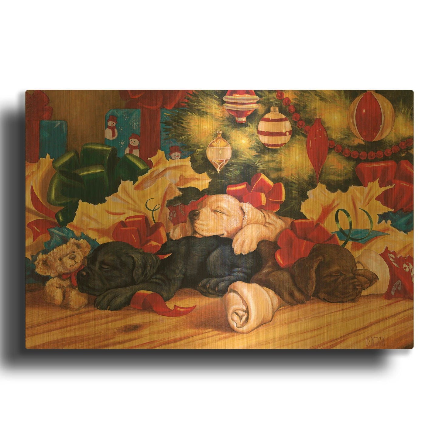 'Labs Sleep' By Christopher Nick Gold Metal Wall Art
