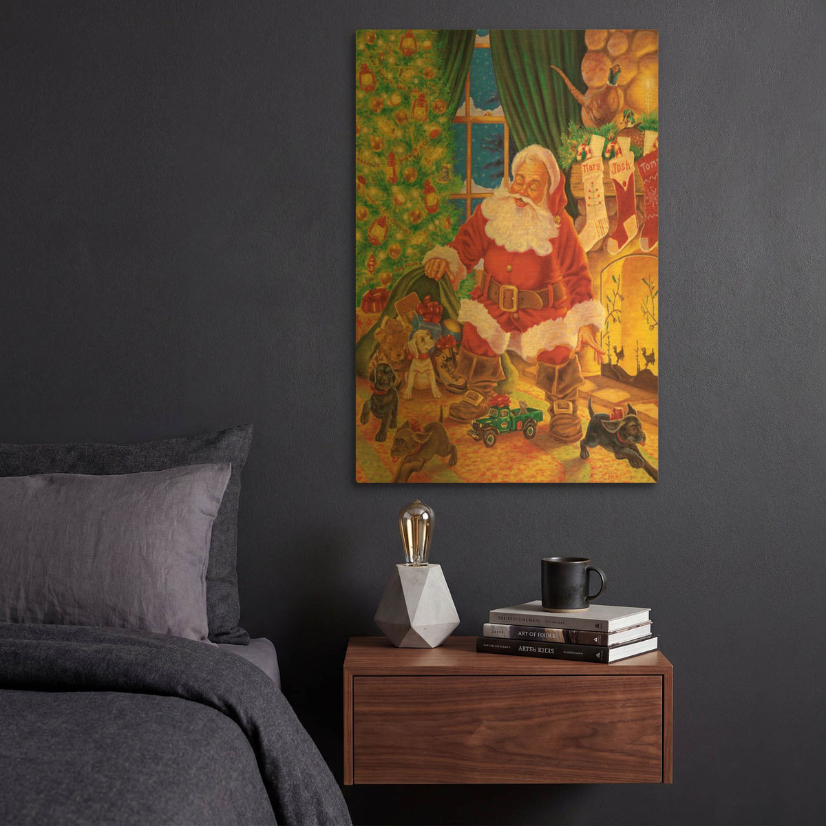 'Santa Pups' By Christopher Nick Gold Metal Wall Art