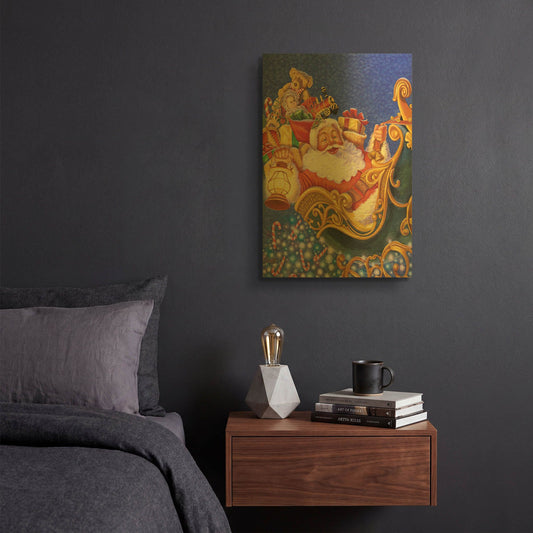 'Santa Sleigh Sparkles' By Christopher Nick Gold Metal Wall Art