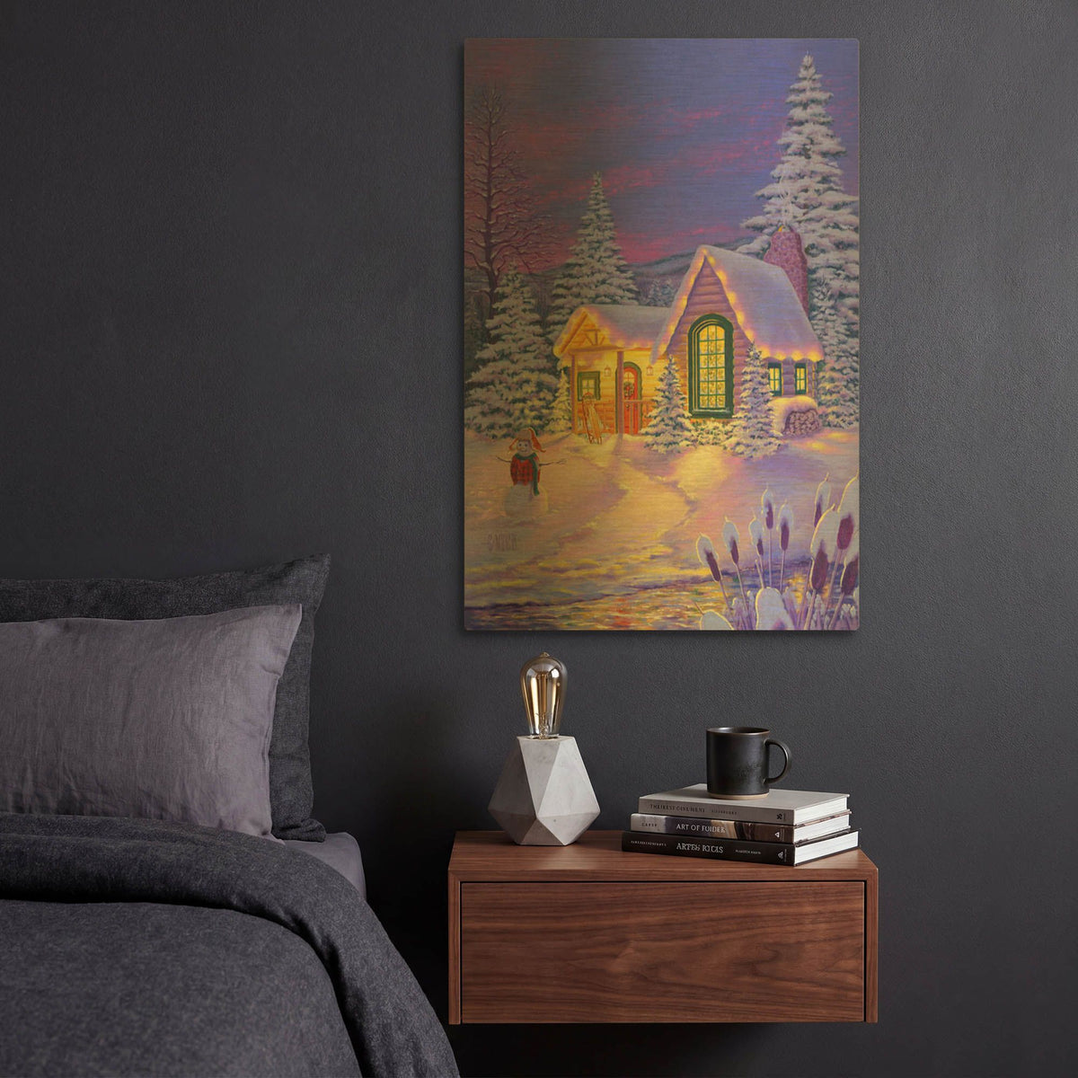 'Xmas Cabin' By Christopher Nick Gold Metal Wall Art