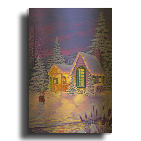 'Xmas Cabin' By Christopher Nick Gold Metal Wall Art