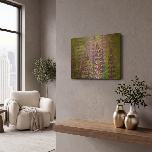 'Blue Lupine Flowers' By Cora Niele Gold Metal Wall Art