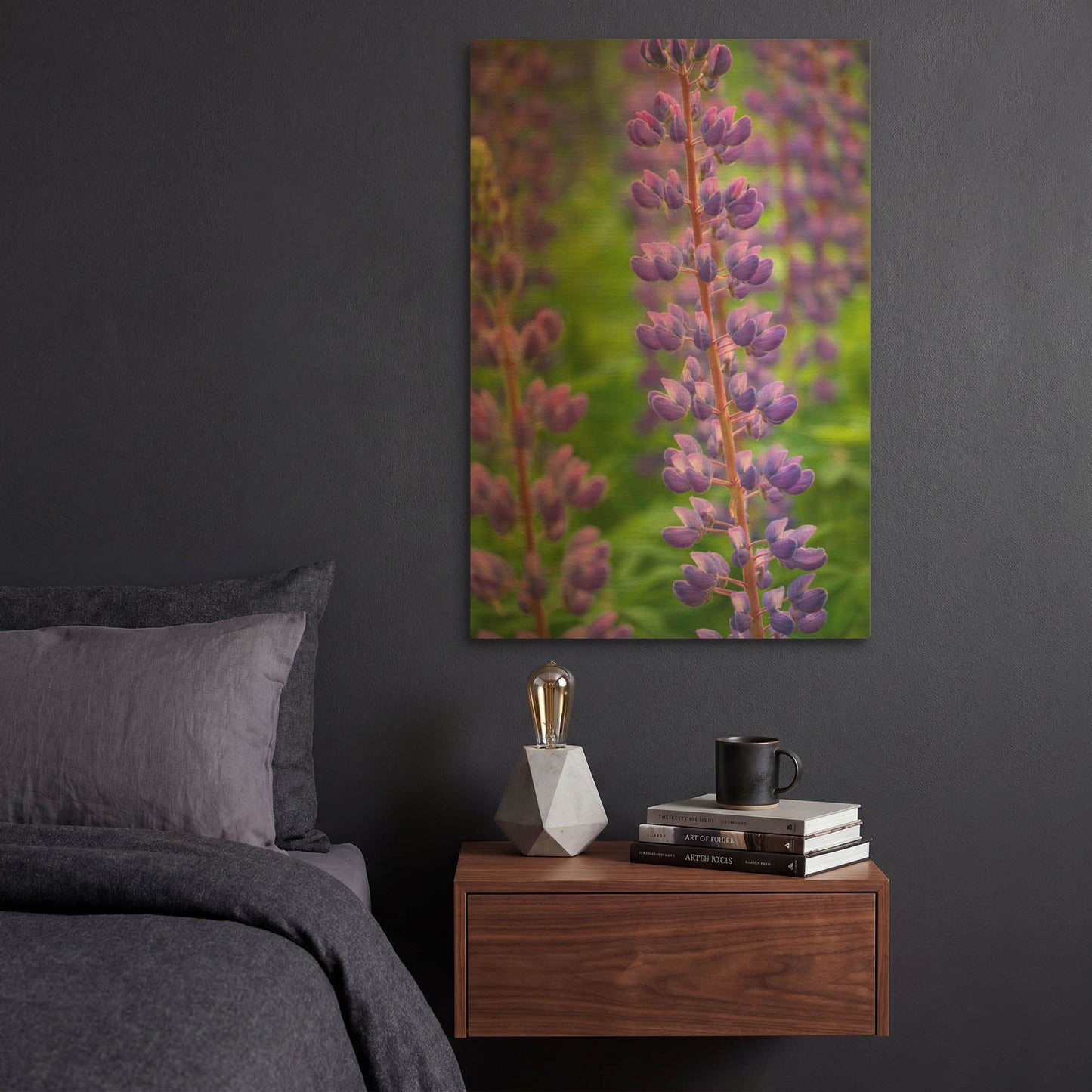 'Blue Violet Lupine Flower' By Cora Niele Gold Metal Wall Art