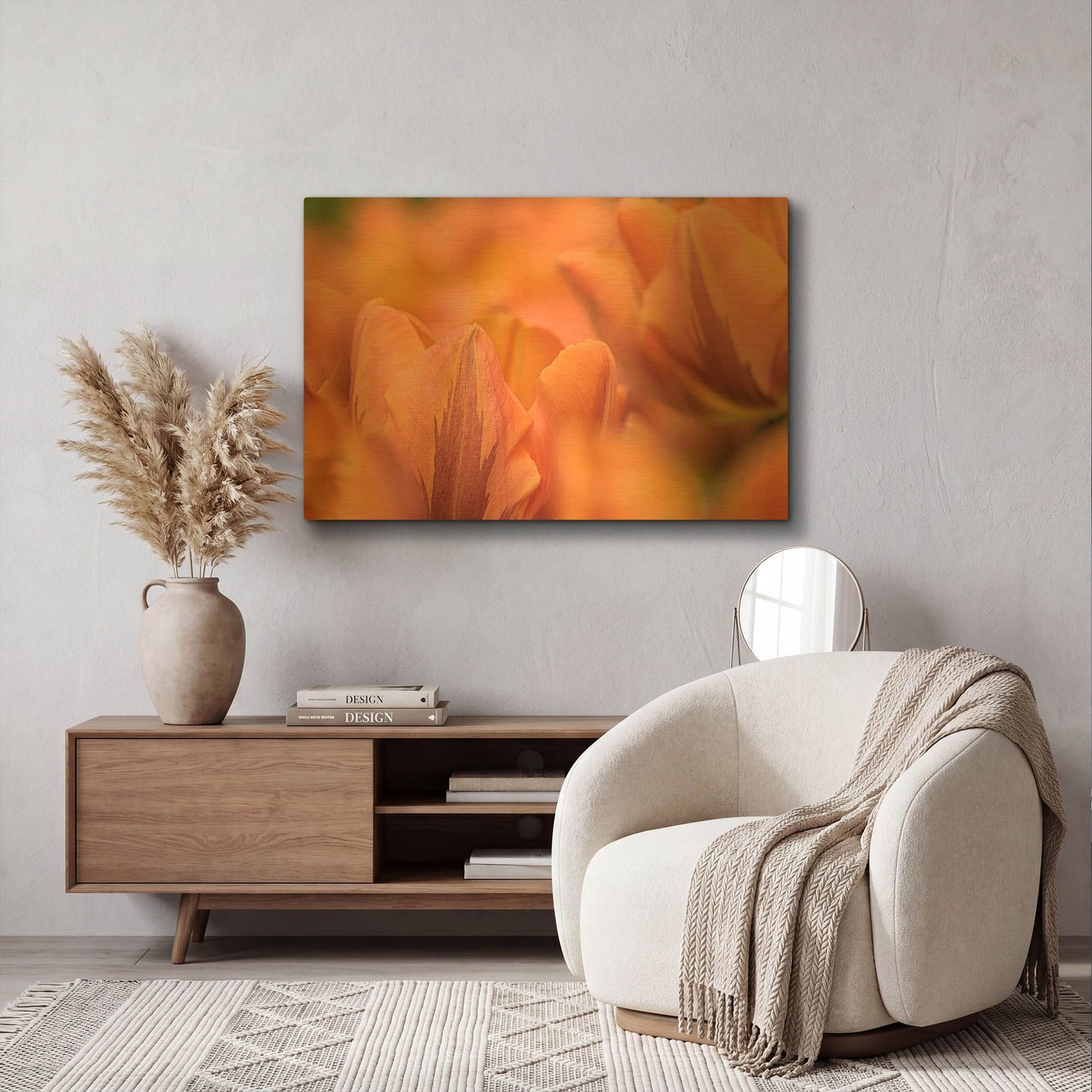 'Orange Tulips' By Cora Niele Gold Metal Wall Art