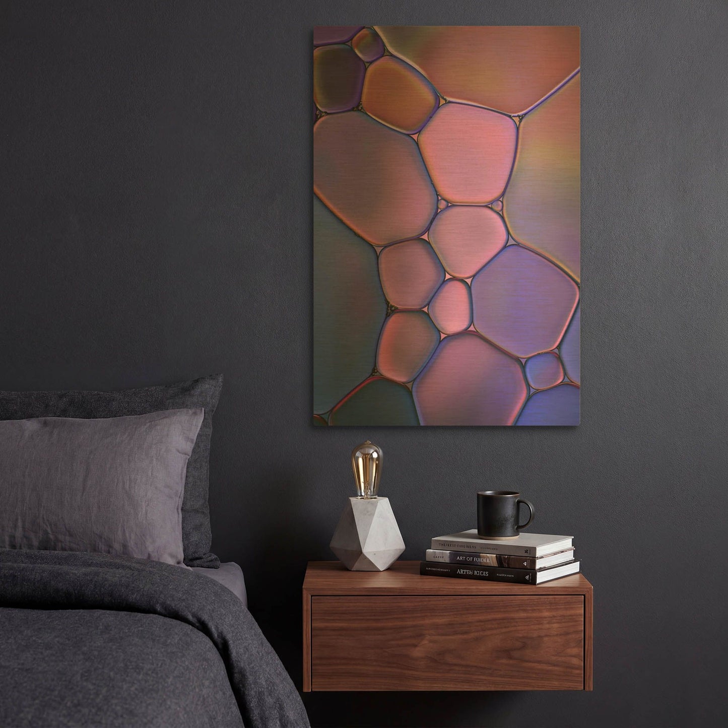 'Purple Stained Glass' By Cora Niele Gold Metal Wall Art