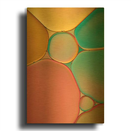 'Red Yellow and Green Drops' By Cora Niele Gold Metal Wall Art