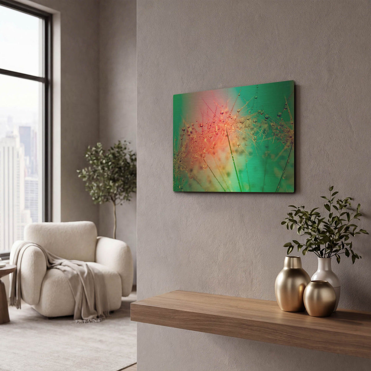 'Rainbow Droplets' By Cora Niele Gold Metal Wall Art