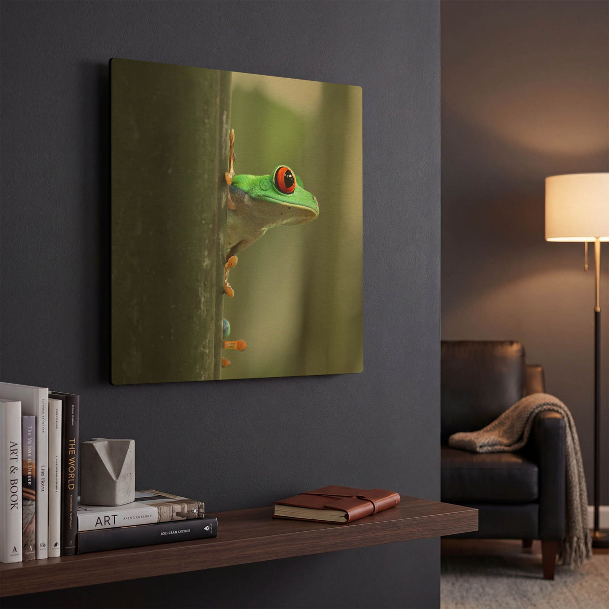 'Red Eyed Tree Frog' By Dana Brett Munach Gold Metal Wall Art