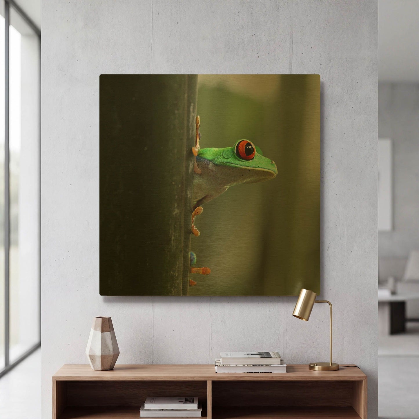 'Red Eyed Tree Frog' By Dana Brett Munach Gold Metal Wall Art