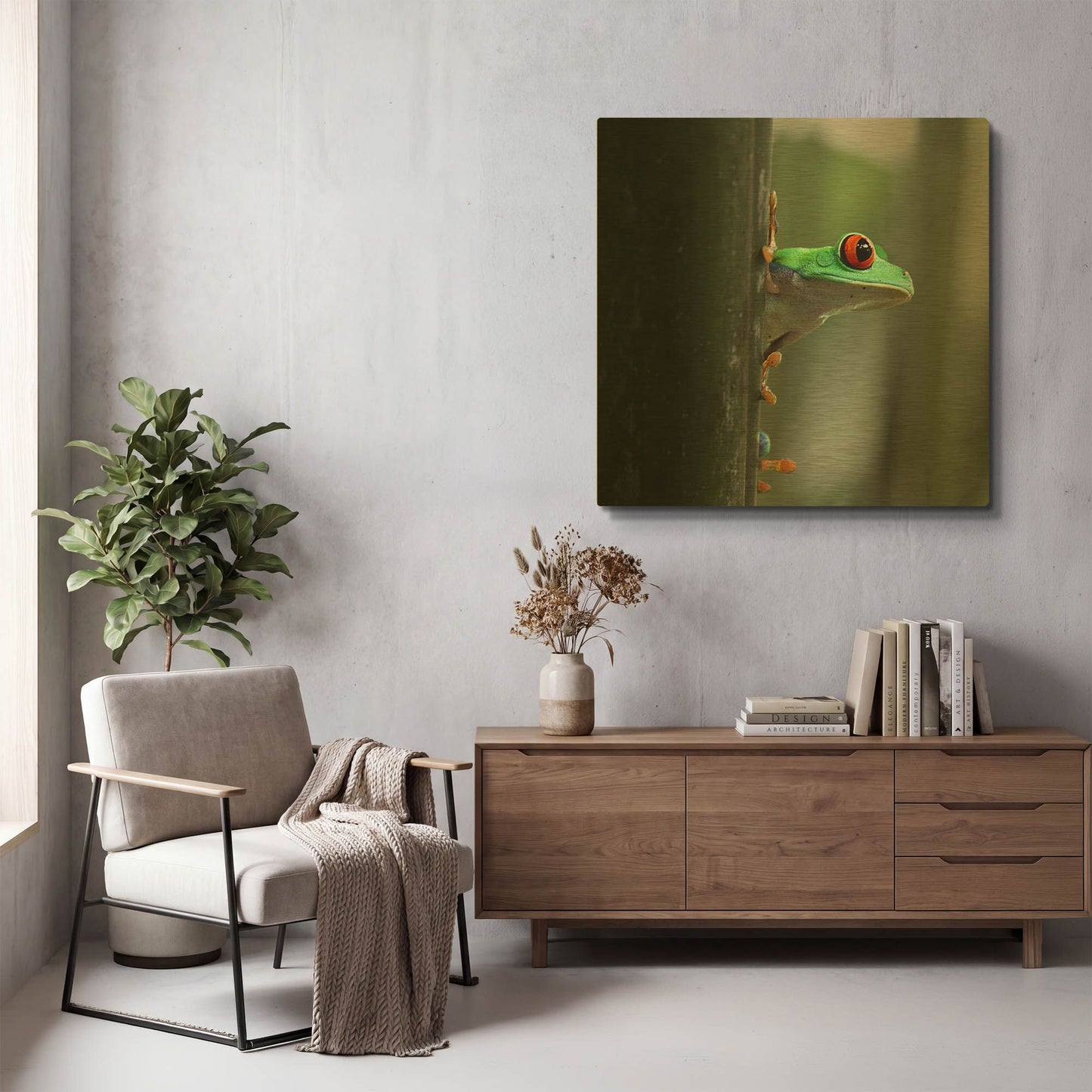 'Red Eyed Tree Frog' By Dana Brett Munach Gold Metal Wall Art
