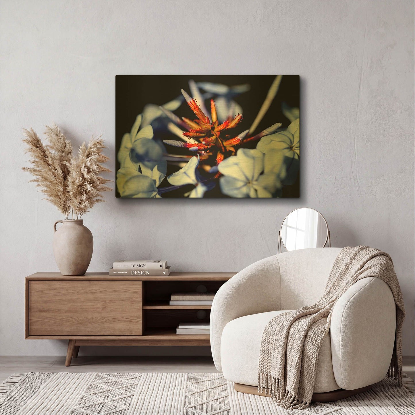 'Blue And Orange Flower' By Dana Brett Munach Gold Metal Wall Art