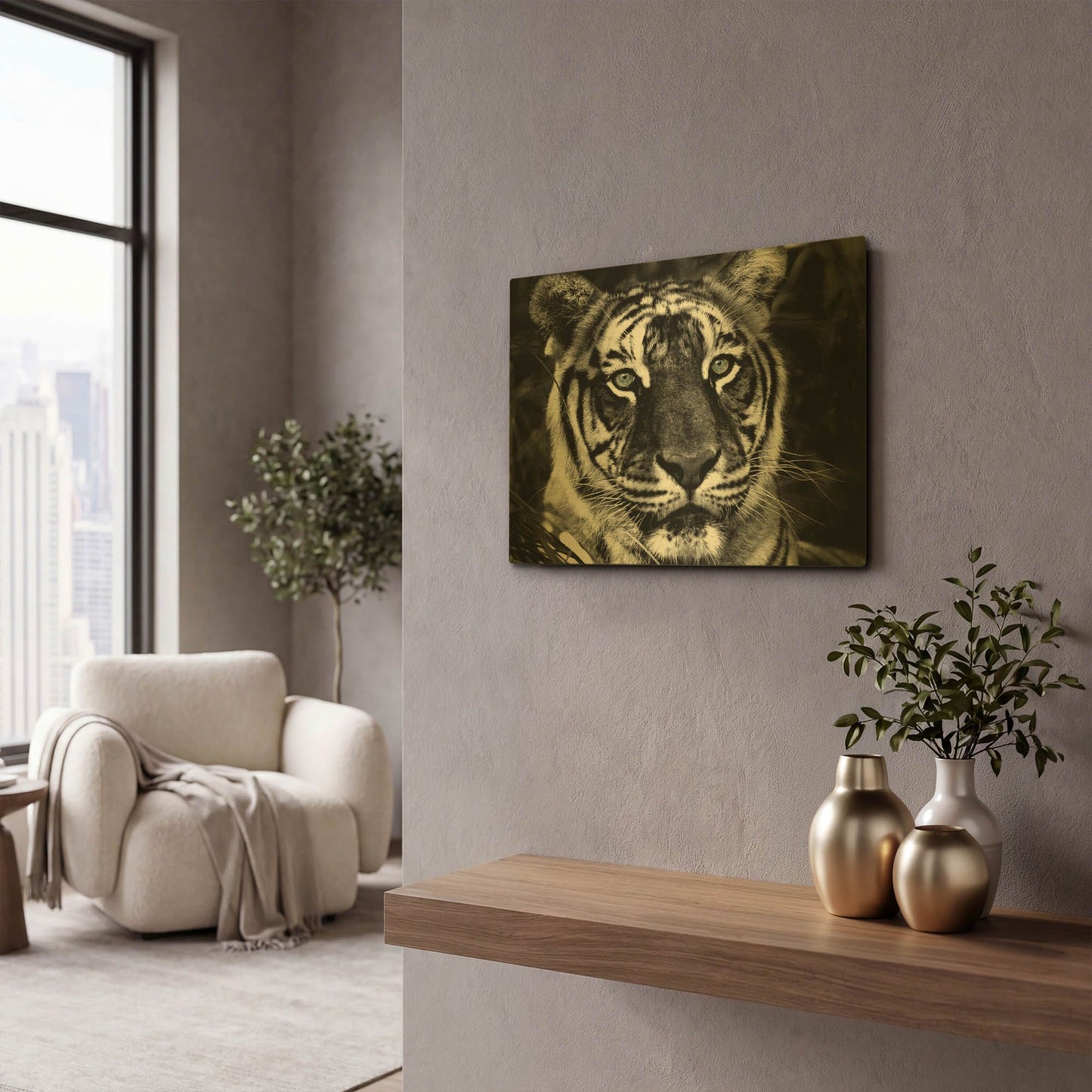 'The Observer Black & White' By Dana Brett Munach Gold Metal Wall Art