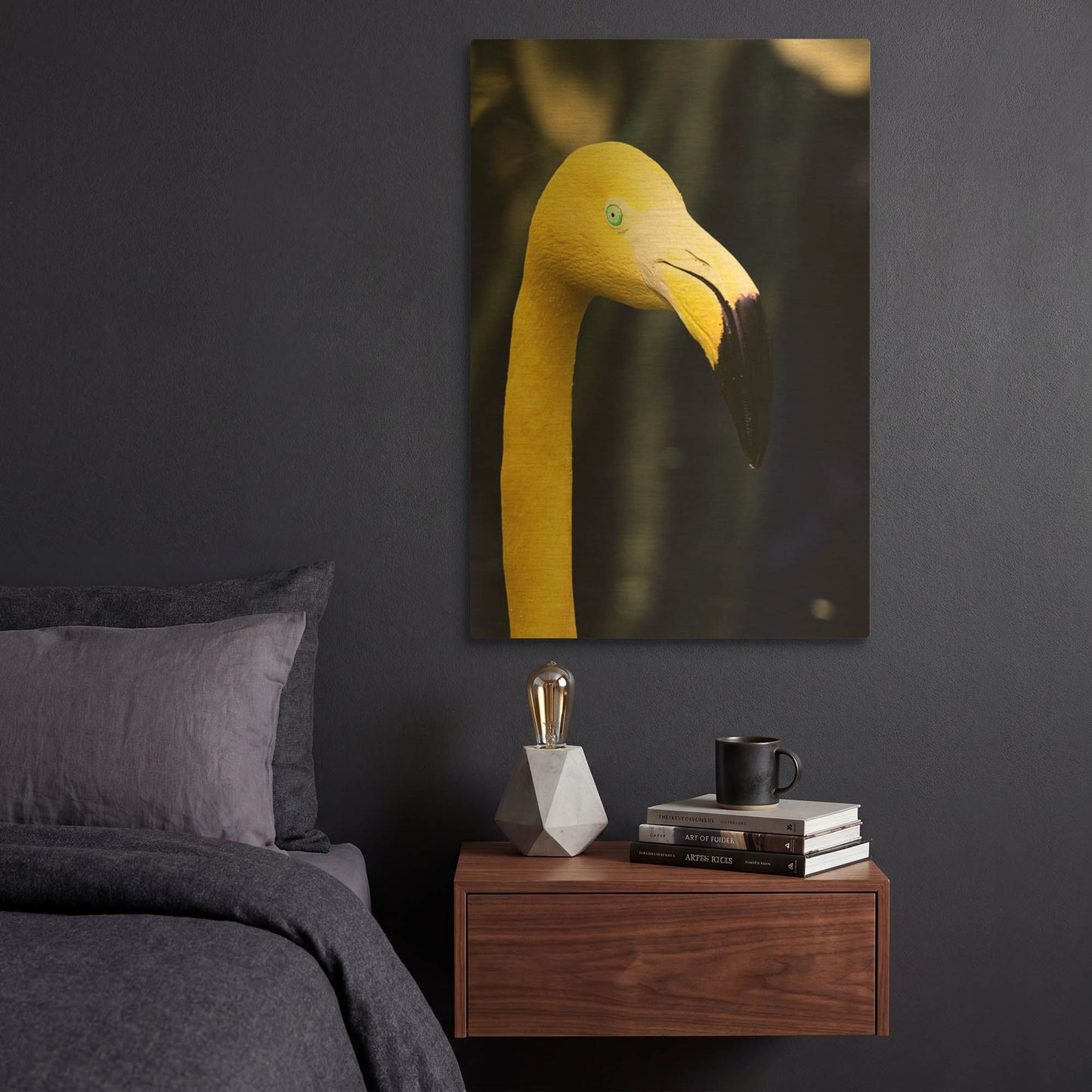 'Yellow Flamingo' By Dana Brett Munach Gold Metal Wall Art