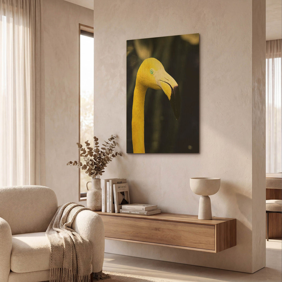 'Yellow Flamingo' By Dana Brett Munach Gold Metal Wall Art