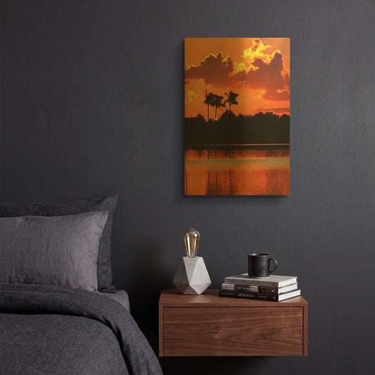 'Red Sky At Night' By Dana Brett Munach Gold Metal Wall Art