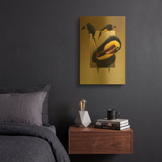 'Chestnut-Mandibled Toucans' By Harro Maass Gold Metal Wall Art