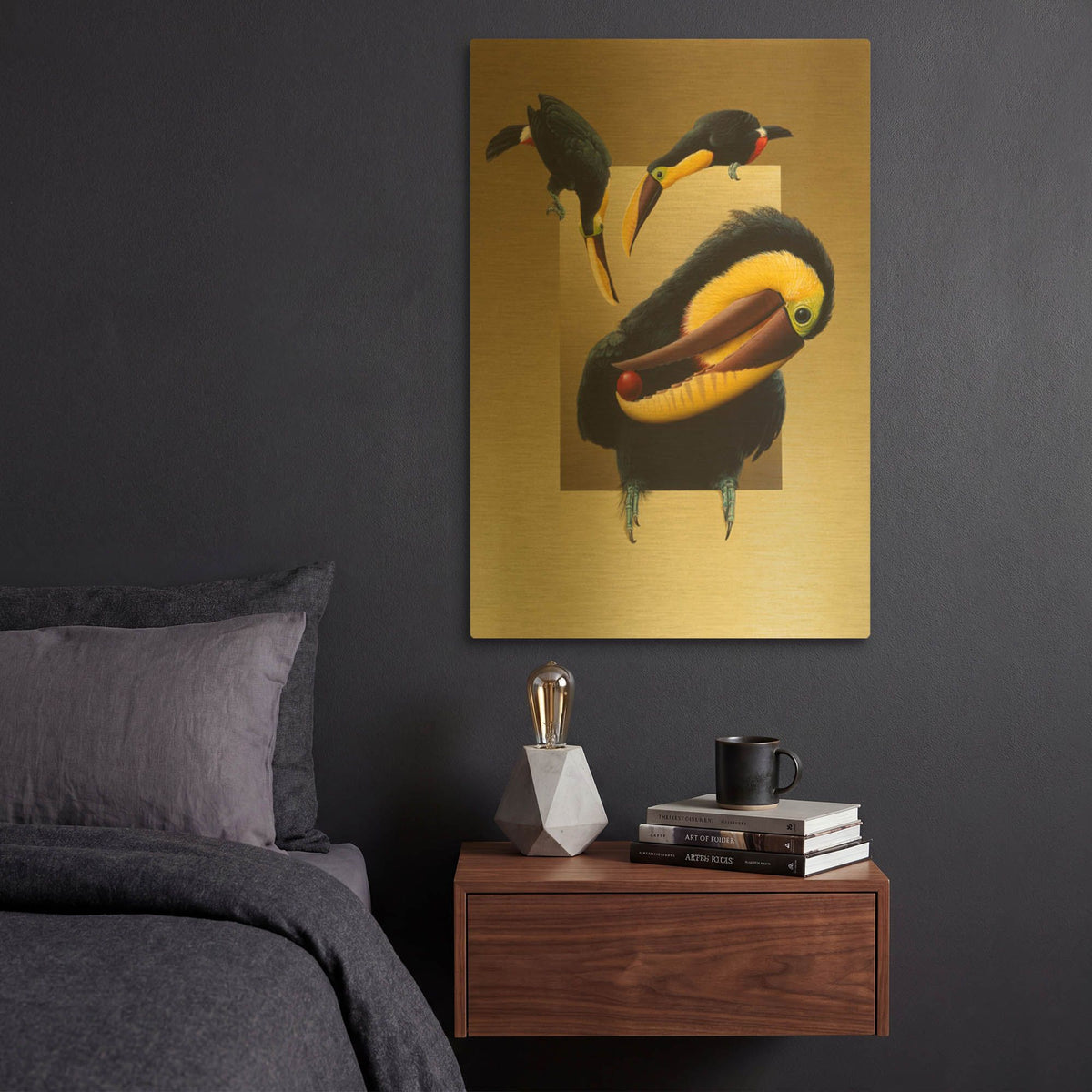 'Chestnut-Mandibled Toucans' By Harro Maass Gold Metal Wall Art