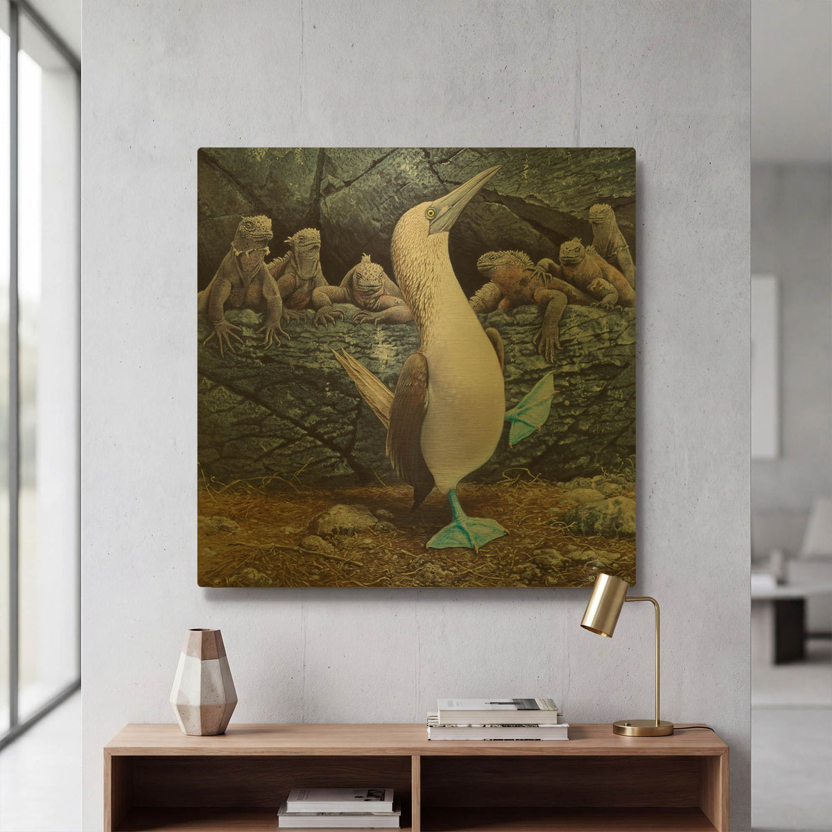 'Blue Footed Boobies' By Harro Maass Gold Metal Wall Art