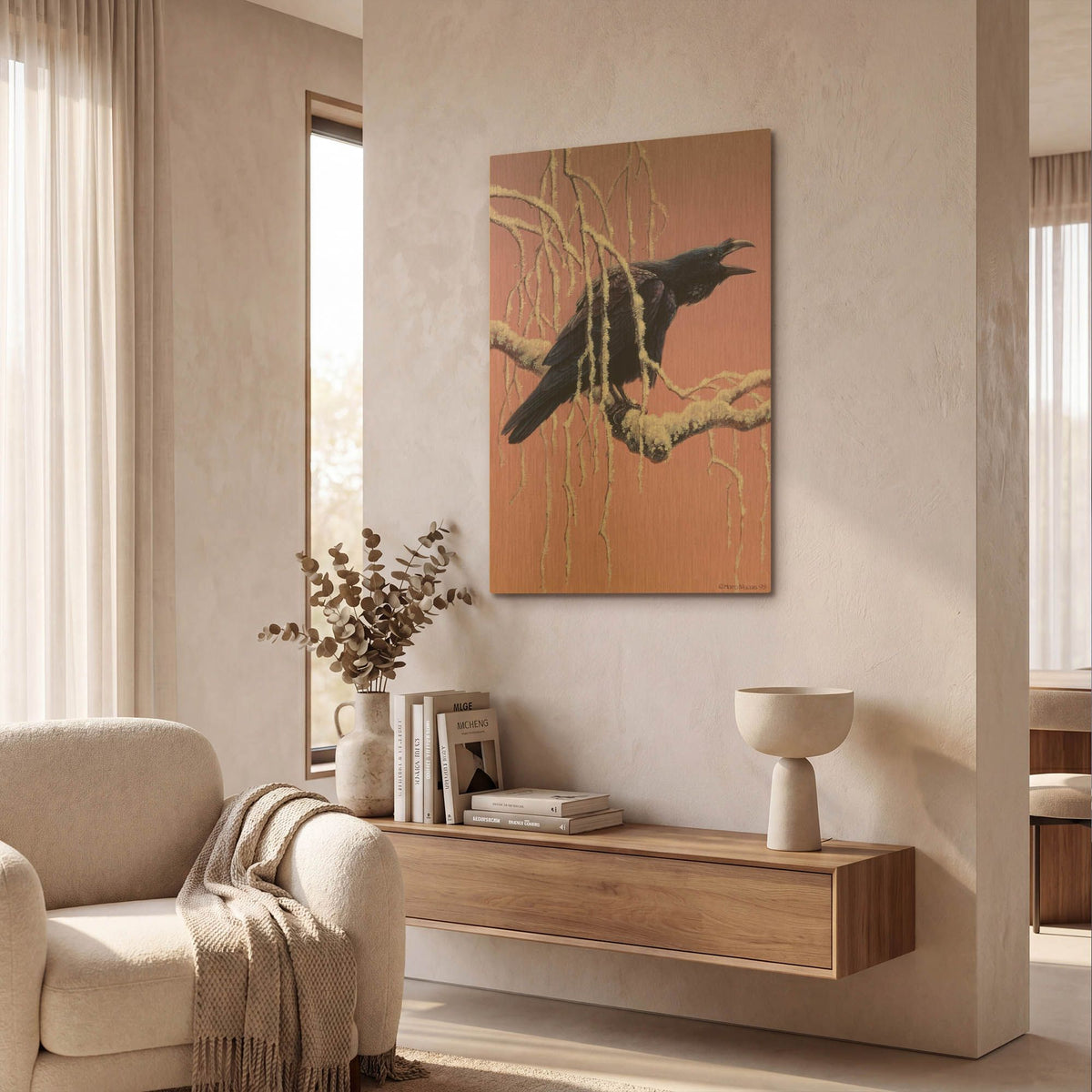 'Raven' By Harro Maass Gold Metal Wall Art