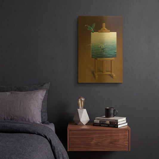 'European Kingfisher' By Harro Maass Gold Metal Wall Art