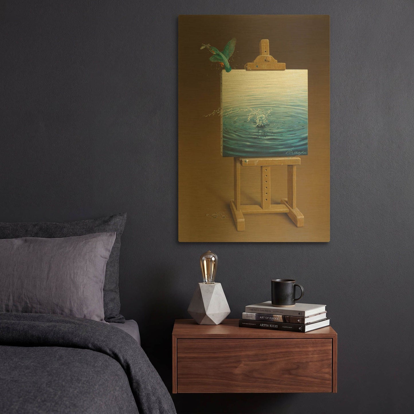 'European Kingfisher' By Harro Maass Gold Metal Wall Art