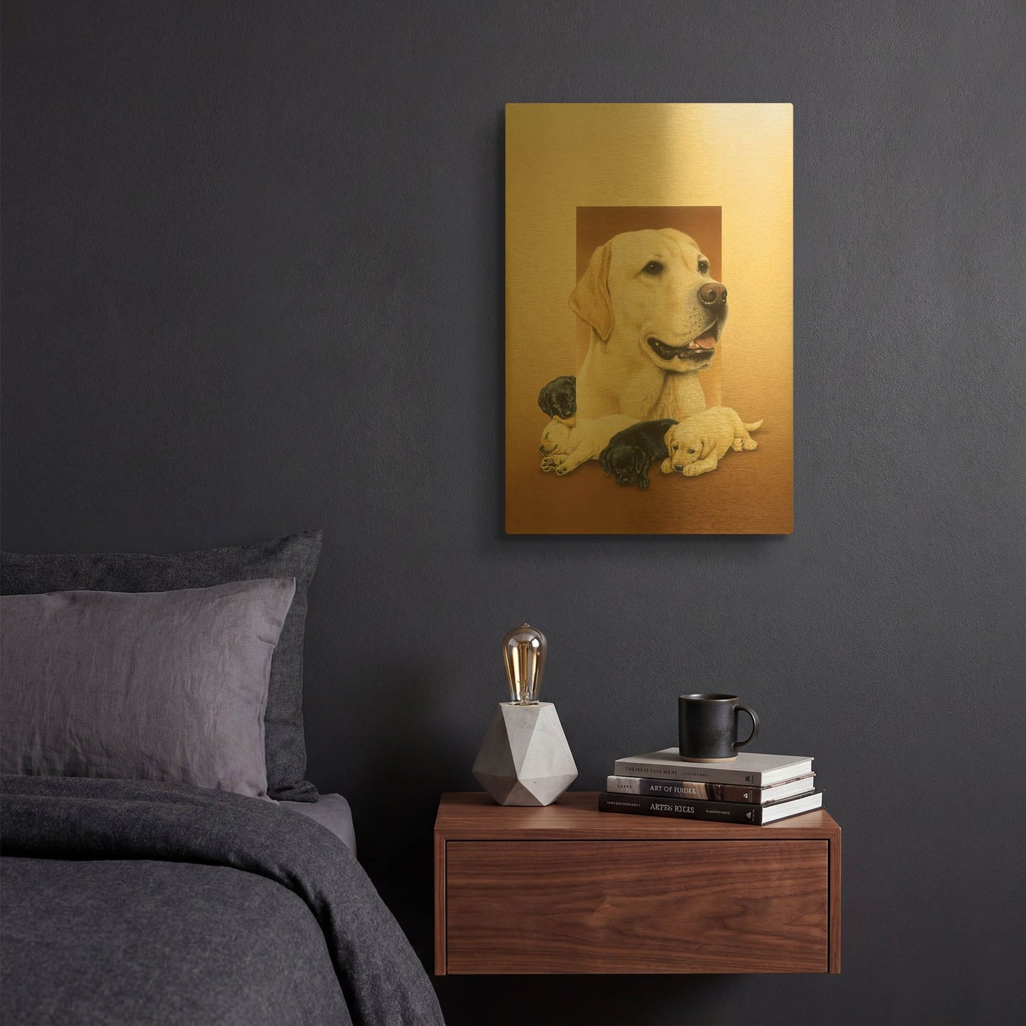 'Labradors' By Harro Maass Gold Metal Wall Art
