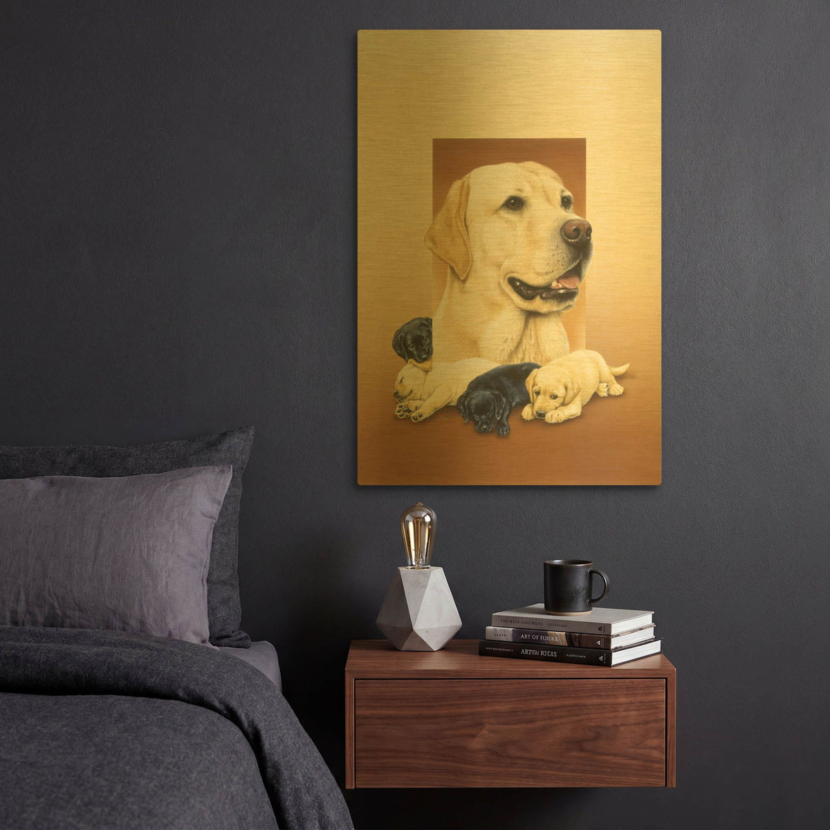 'Labradors' By Harro Maass Gold Metal Wall Art