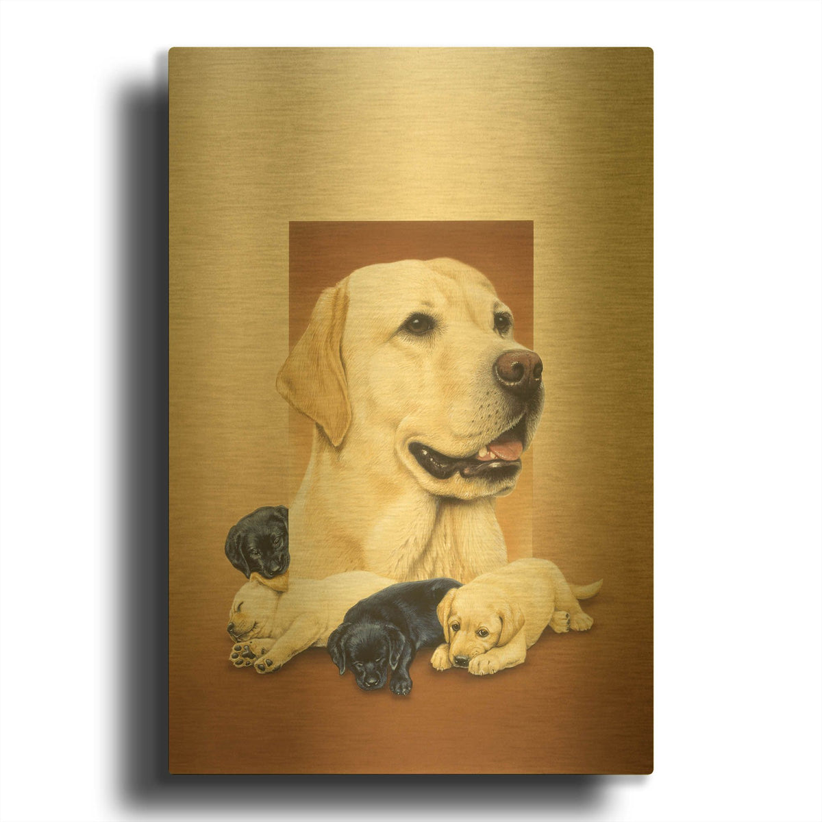 'Labradors' By Harro Maass Gold Metal Wall Art
