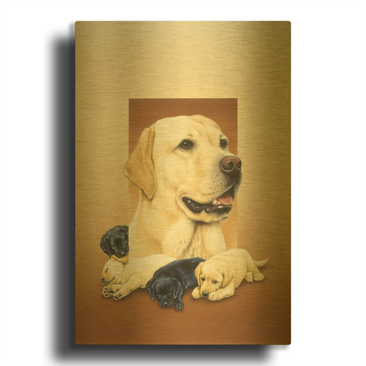 'Labradors' By Harro Maass Gold Metal Wall Art