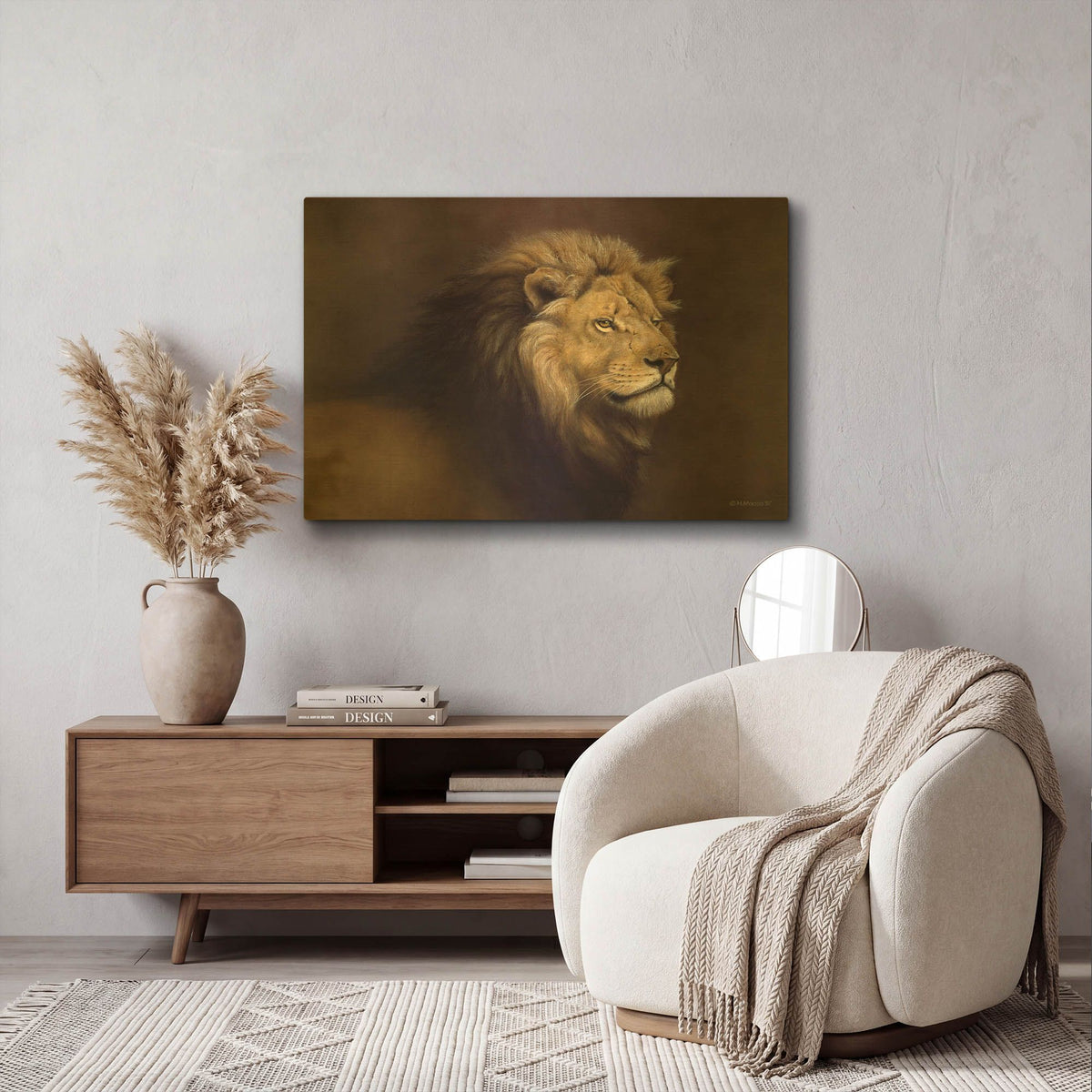 'Lion Male' By Harro Maass Gold Metal Wall Art
