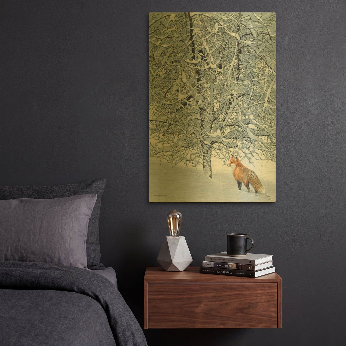 'Fox In Snow' By Harro Maass Gold Metal Wall Art