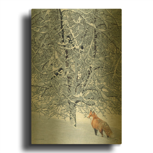 'Fox In Snow' By Harro Maass Gold Metal Wall Art