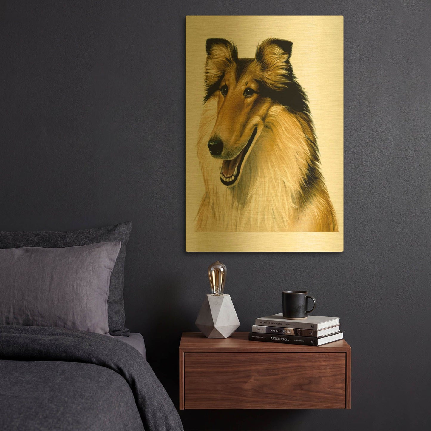 'Smiling Colli' By Harro Maass Gold Metal Wall Art