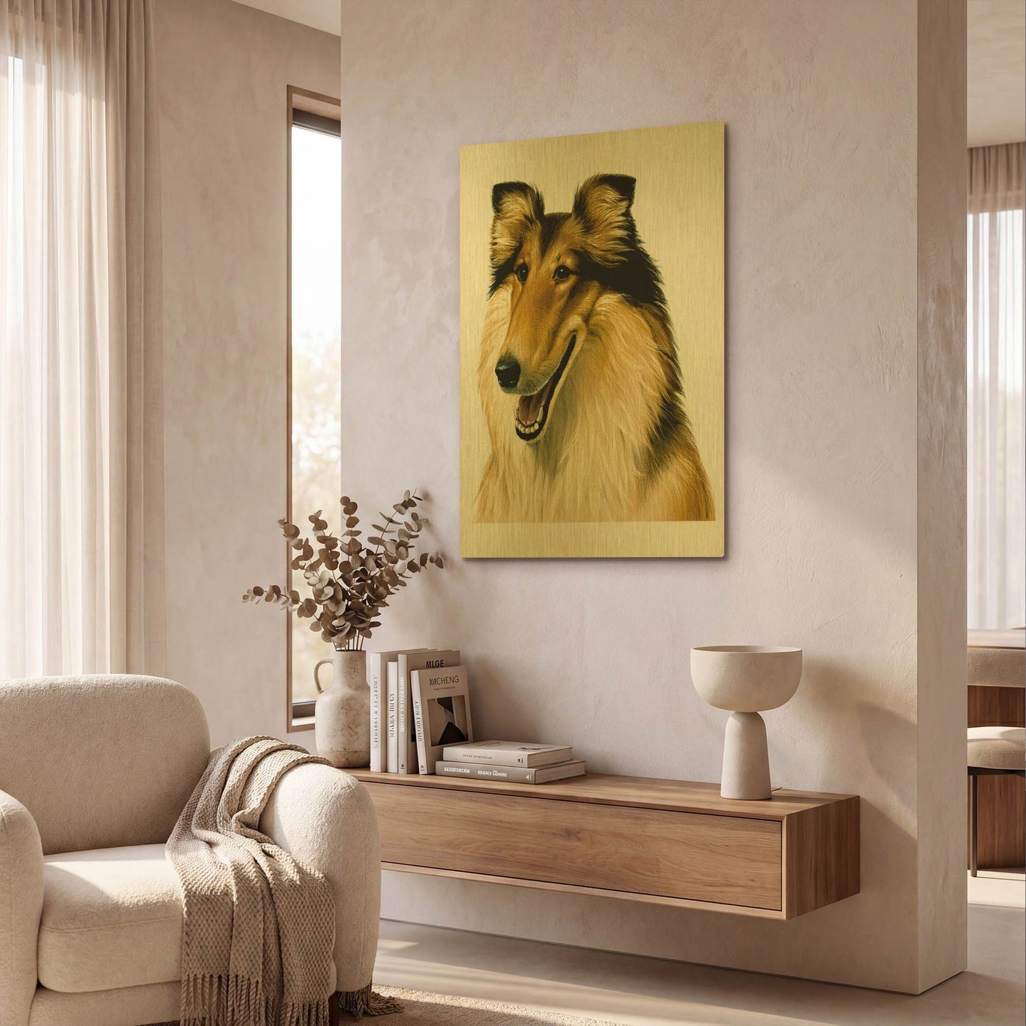 'Smiling Colli' By Harro Maass Gold Metal Wall Art