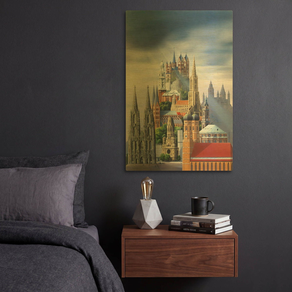 'German Cathedrals' By Harro Maass Gold Metal Wall Art
