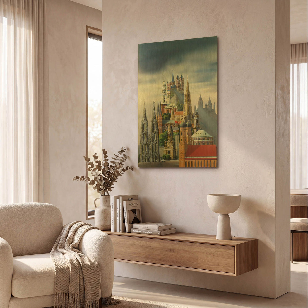 'German Cathedrals' By Harro Maass Gold Metal Wall Art