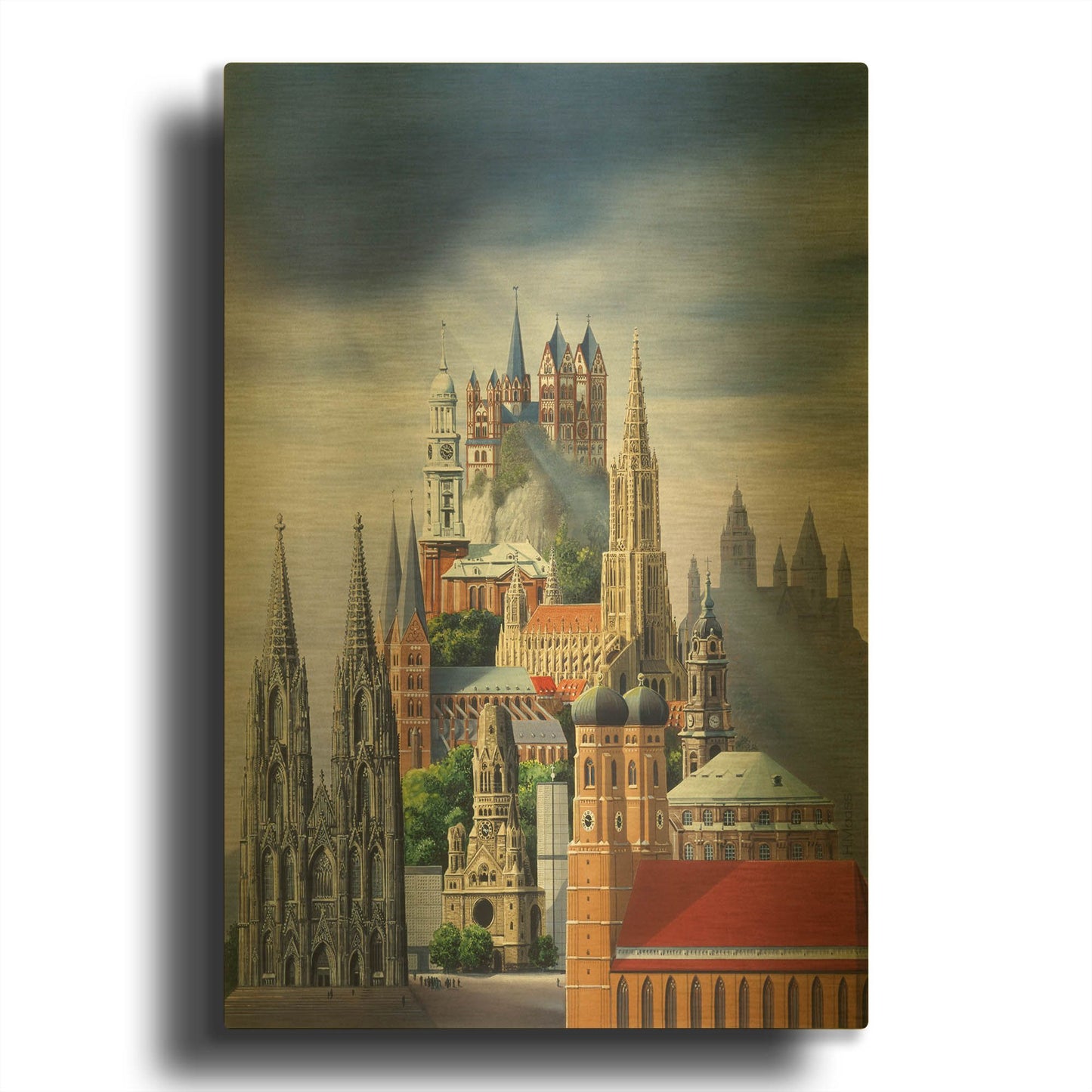 'German Cathedrals' By Harro Maass Gold Metal Wall Art