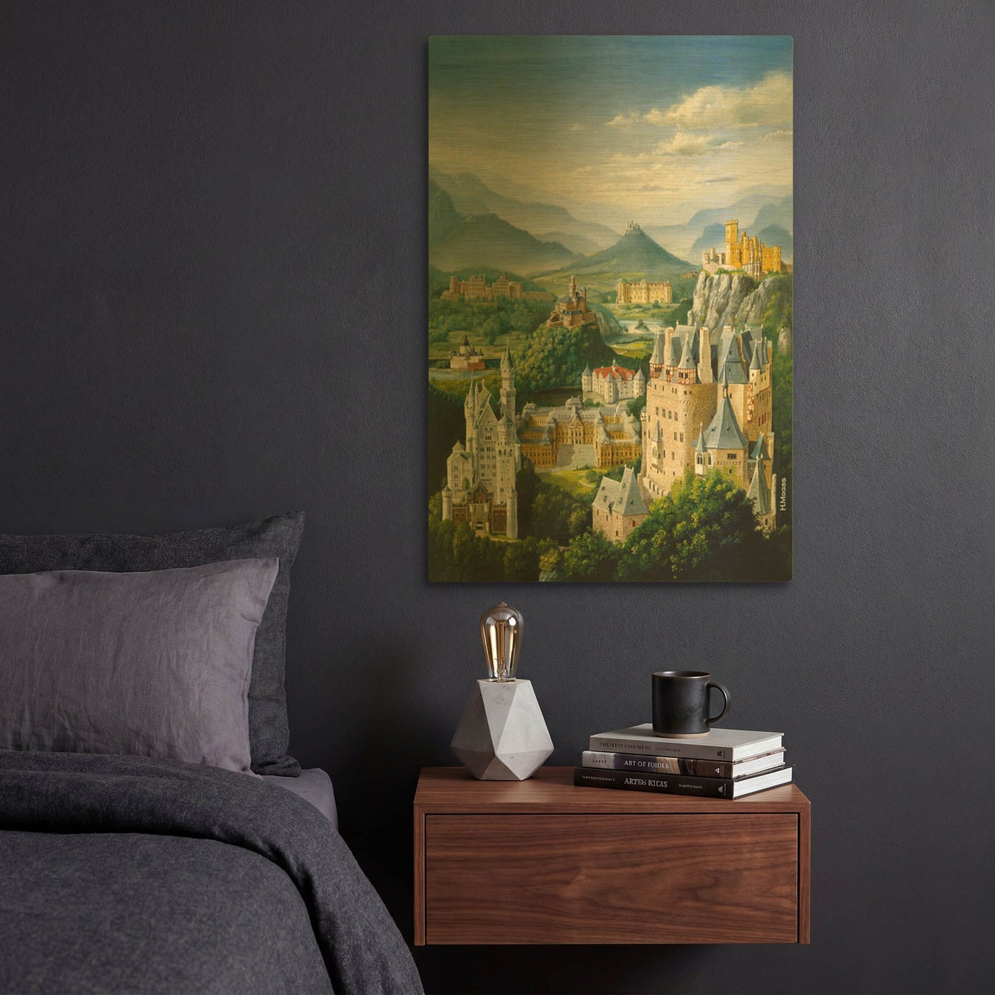 'German Castles' By Harro Maass Gold Metal Wall Art