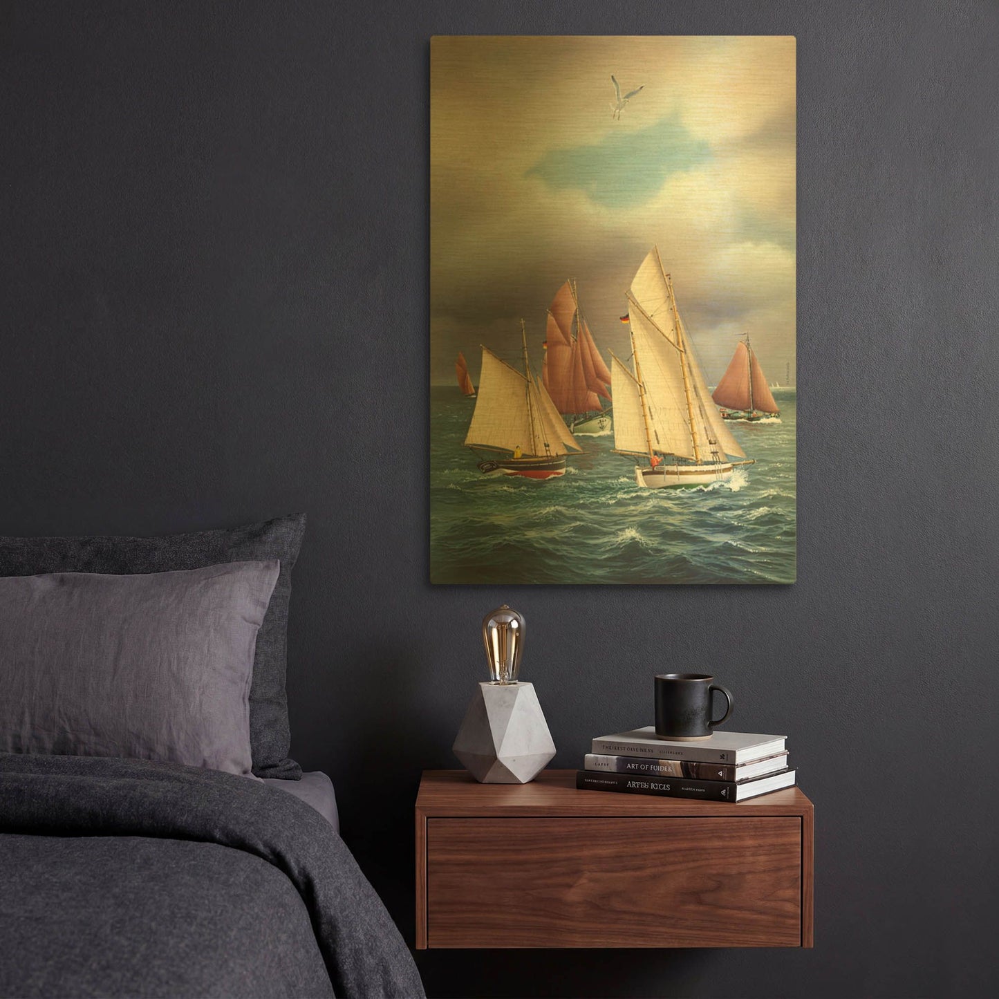 'Sailing Oldtimers' By Harro Maass Gold Metal Wall Art