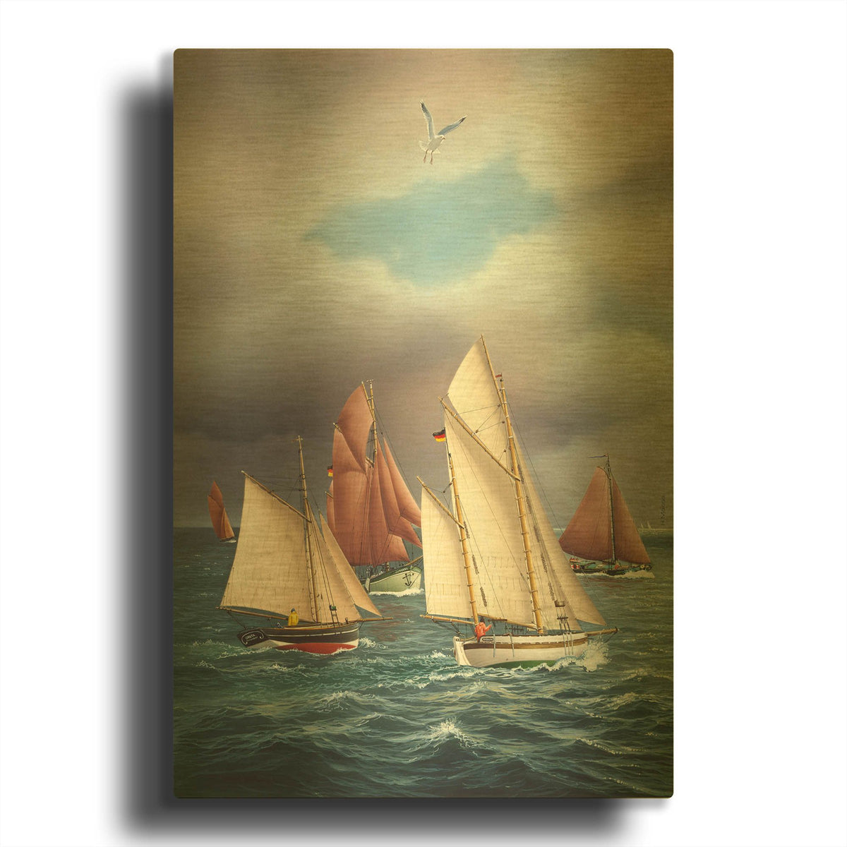 'Sailing Oldtimers' By Harro Maass Gold Metal Wall Art