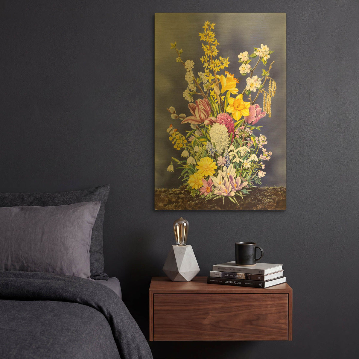 'Spring Flowers' By Harro Maass Gold Metal Wall Art