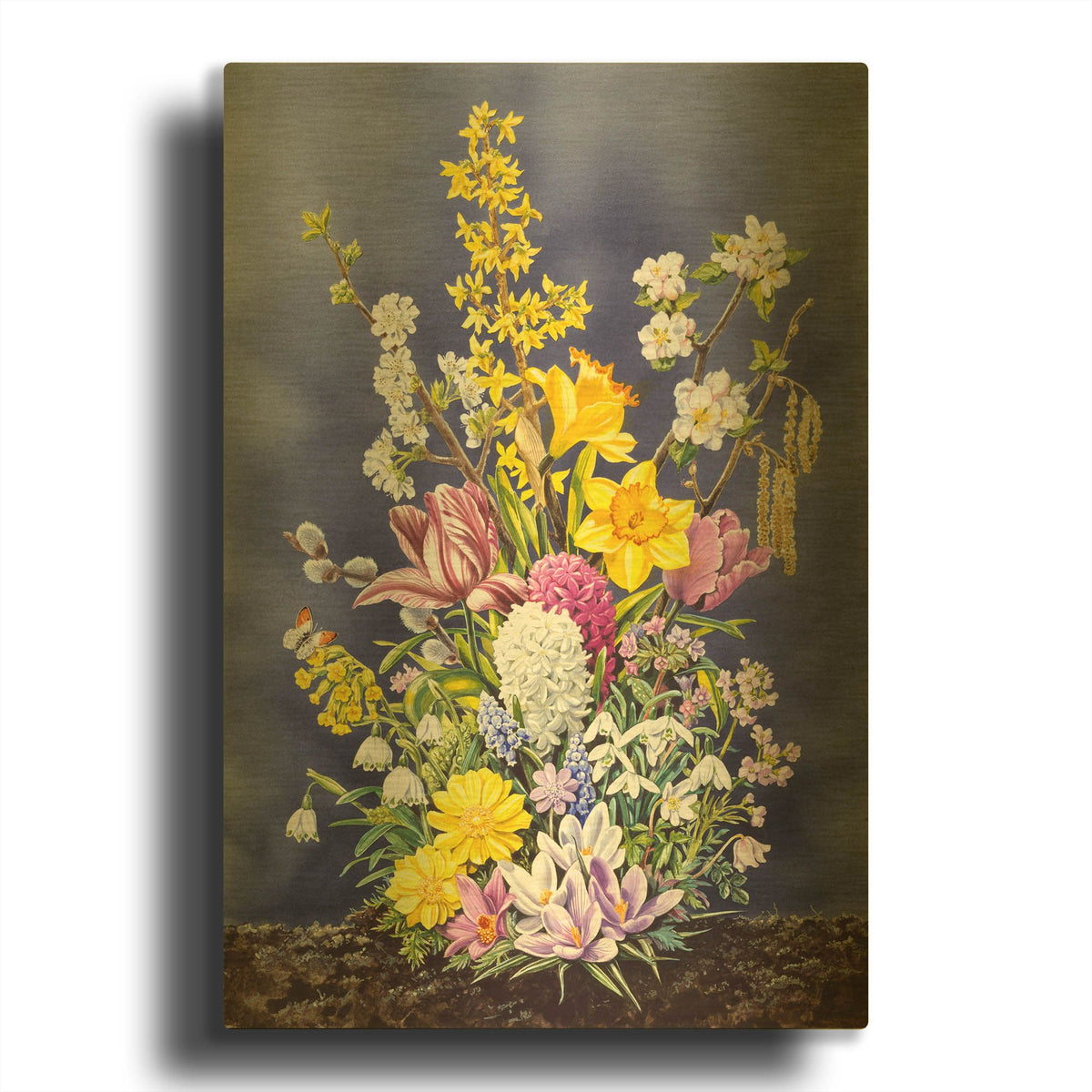 'Spring Flowers' By Harro Maass Gold Metal Wall Art