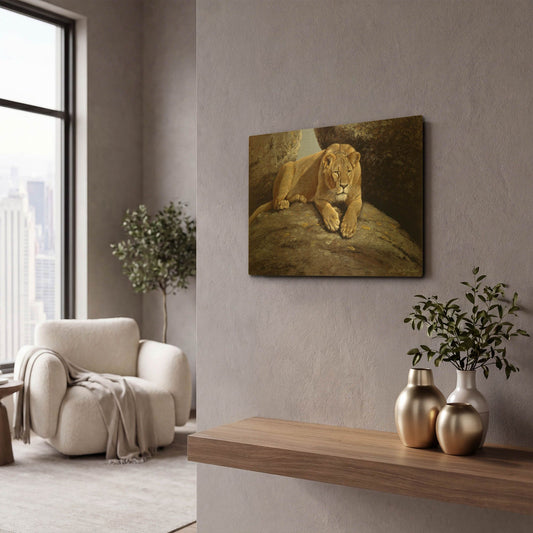 'Lioness' By Harro Maass Gold Metal Wall Art