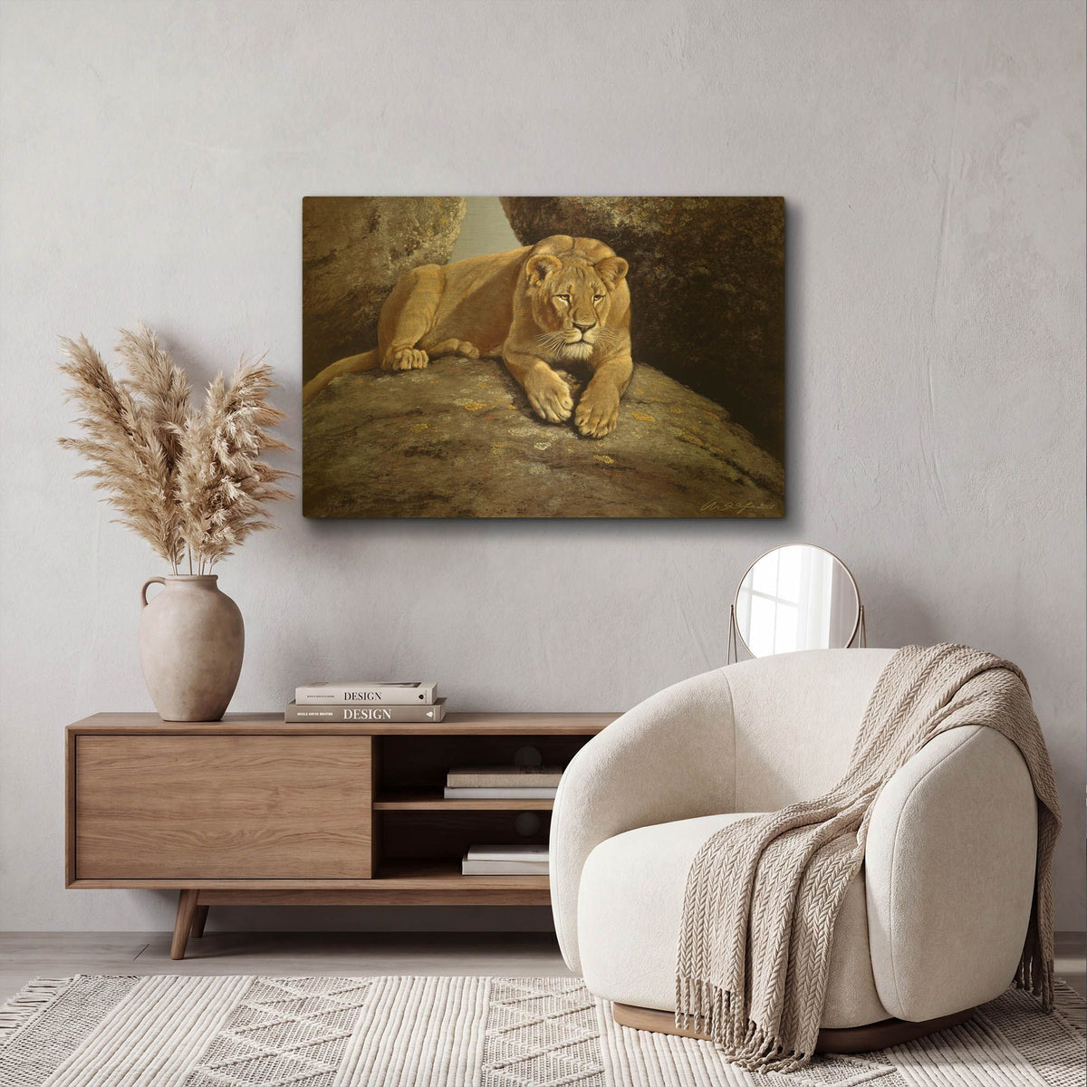 'Lioness' By Harro Maass Gold Metal Wall Art