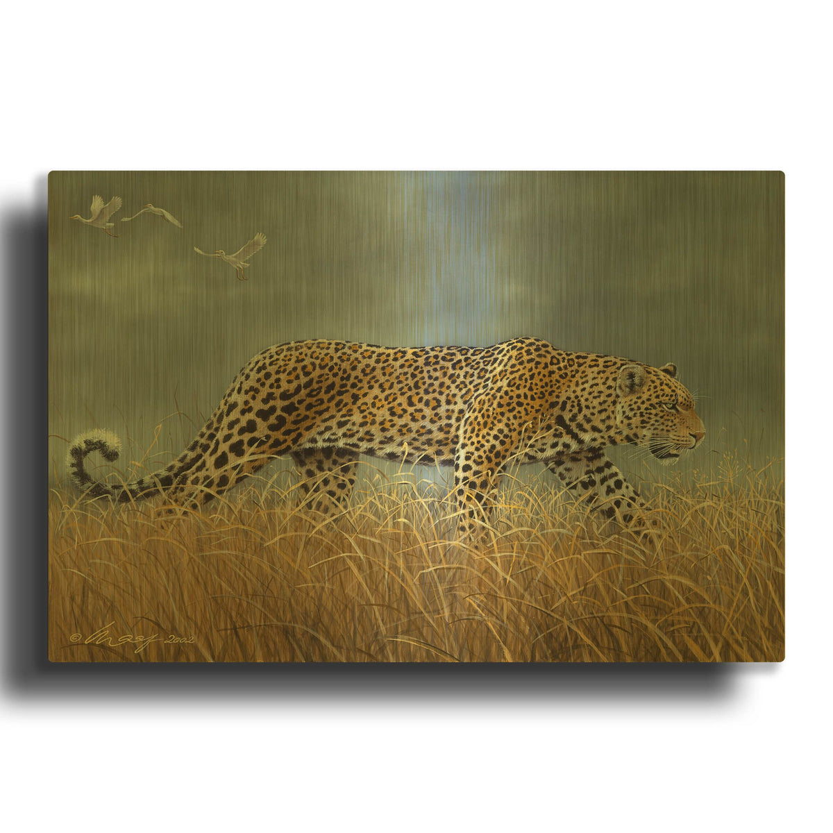 'Leopard 2' By Harro Maass Gold Metal Wall Art