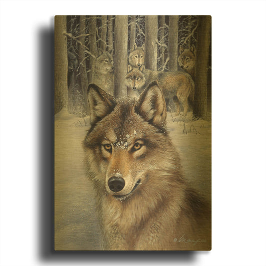 'Wolfpack' By Harro Maass Gold Metal Wall Art