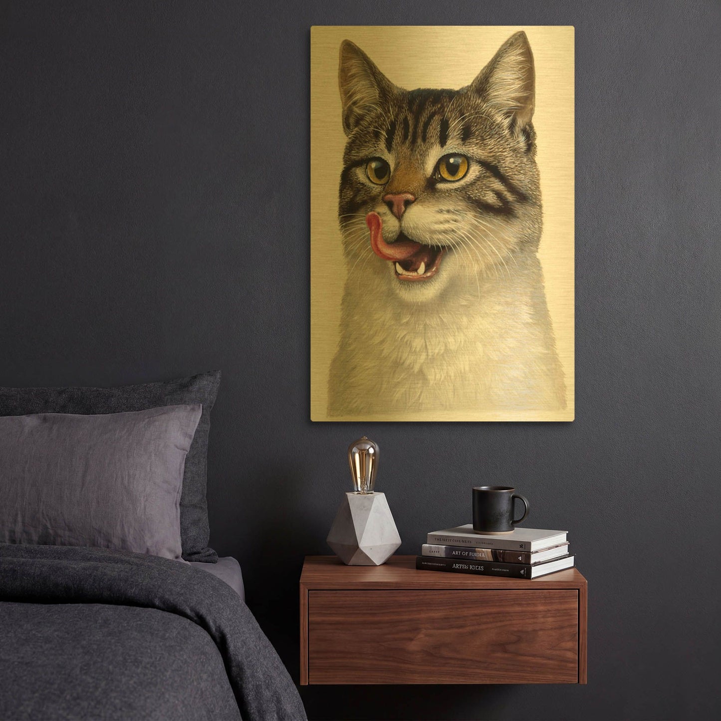 'Cat' By Harro Maass Gold Metal Wall Art