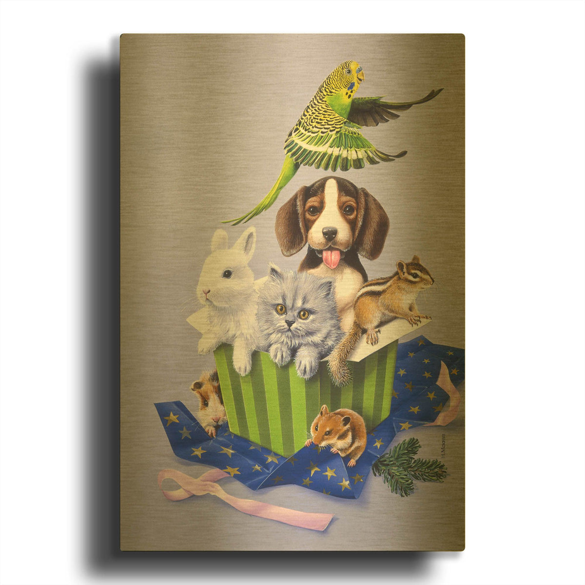 'Pets' By Harro Maass Gold Metal Wall Art